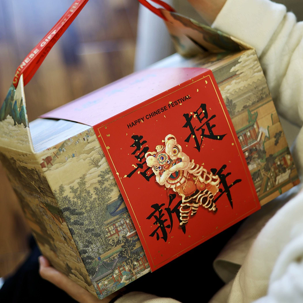 Новогодняя подарочная коробка, пустая коробка, универсальная упаковочная коробка для весеннего фестиваля, подарочная коробка, кондитерские изделия, фрукты, новогодняя картонная коробка для закусок, сумка