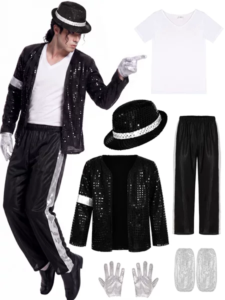 Michael Jackson Sequined Performance Costume Men's Stage Performance Cosplay Suit Disco Party Costume Cosplay Men's Clothing