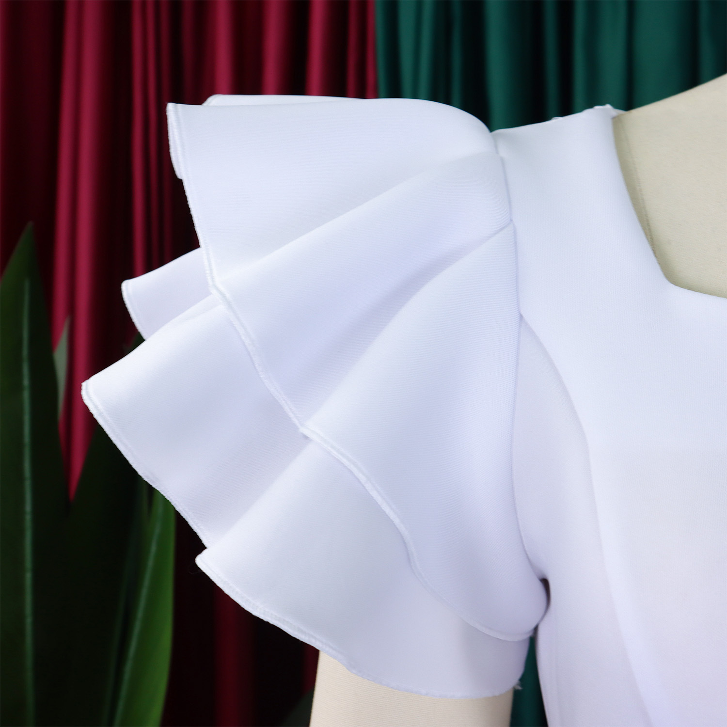 Damen Sommer Skirt Set Mit Perlen Und Rüschenärmeln Party_voghion.com