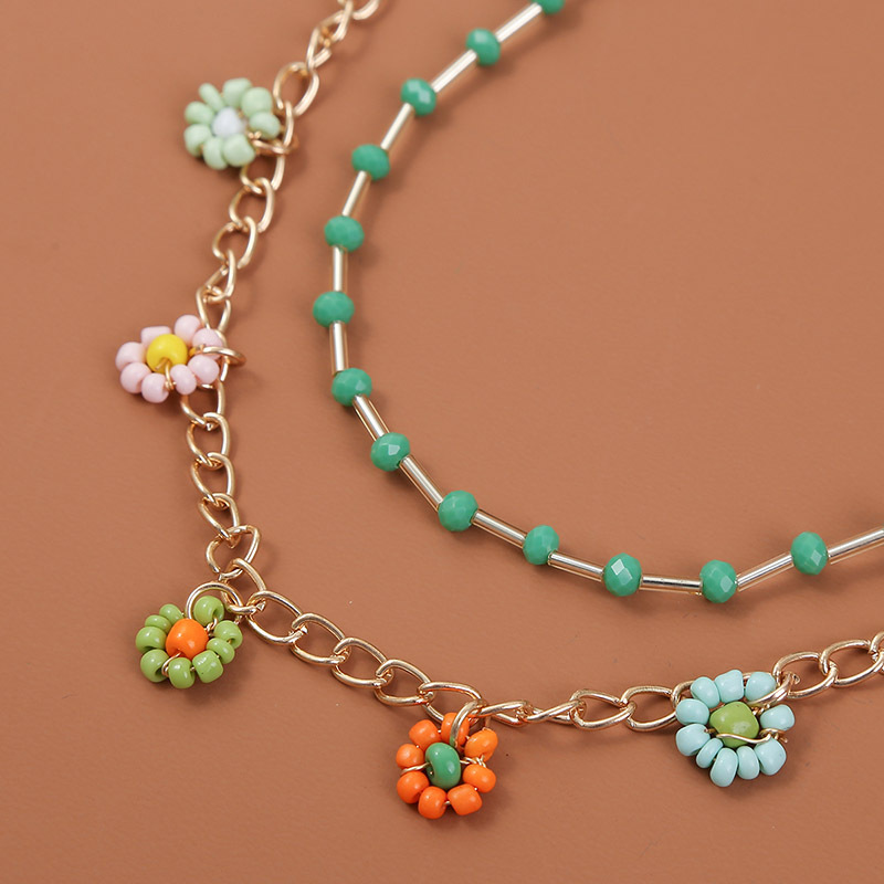 Fashion Bohemian Hand-woven Beaded Multi-layer Flower Necklace display picture 5