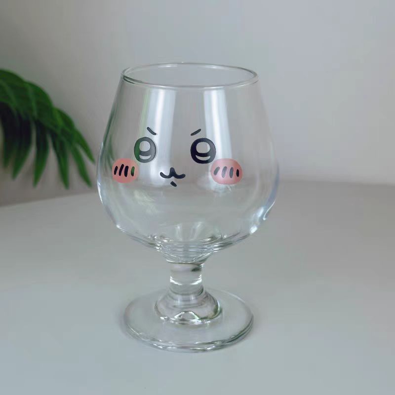 卡通果汁高脚杯高颜值玻璃杯水杯红酒杯