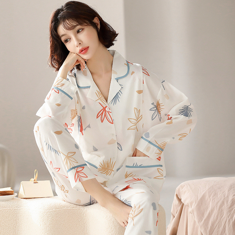 2024 긴 소매 루나 모성 간호 잠옷 봄과 가을 여성 Sarob 모성 산후 홈 서비스 세트