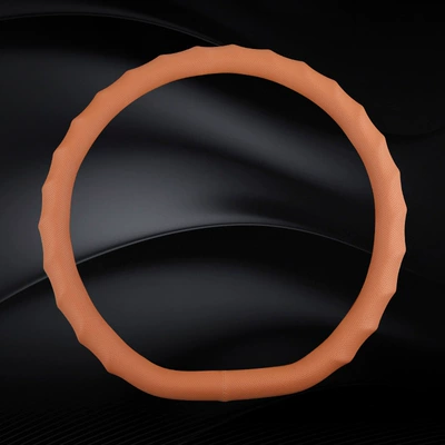 Car leather steering wheel cover: Steering wheel cover - d-shape-non-slip-brown-38cm