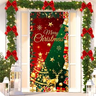 Cross-border hot selling Christmas door cover holiday decoration door curtain party party front door decoration banner atmosphere arrangement flag