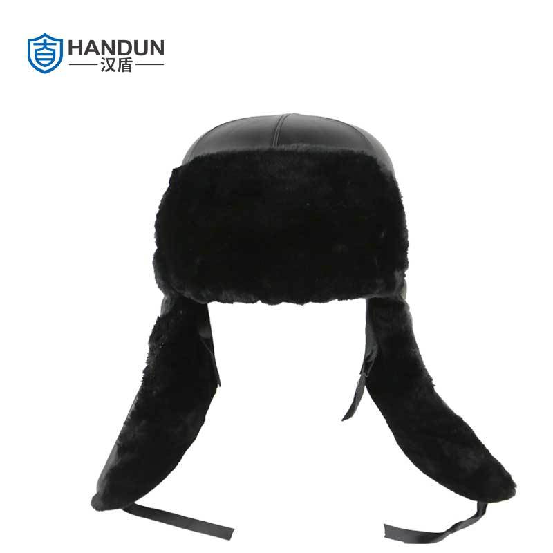汉盾 HD-HT08 仿剪绒冬季防砸保暖建筑施工雷锋帽安全帽 黑色