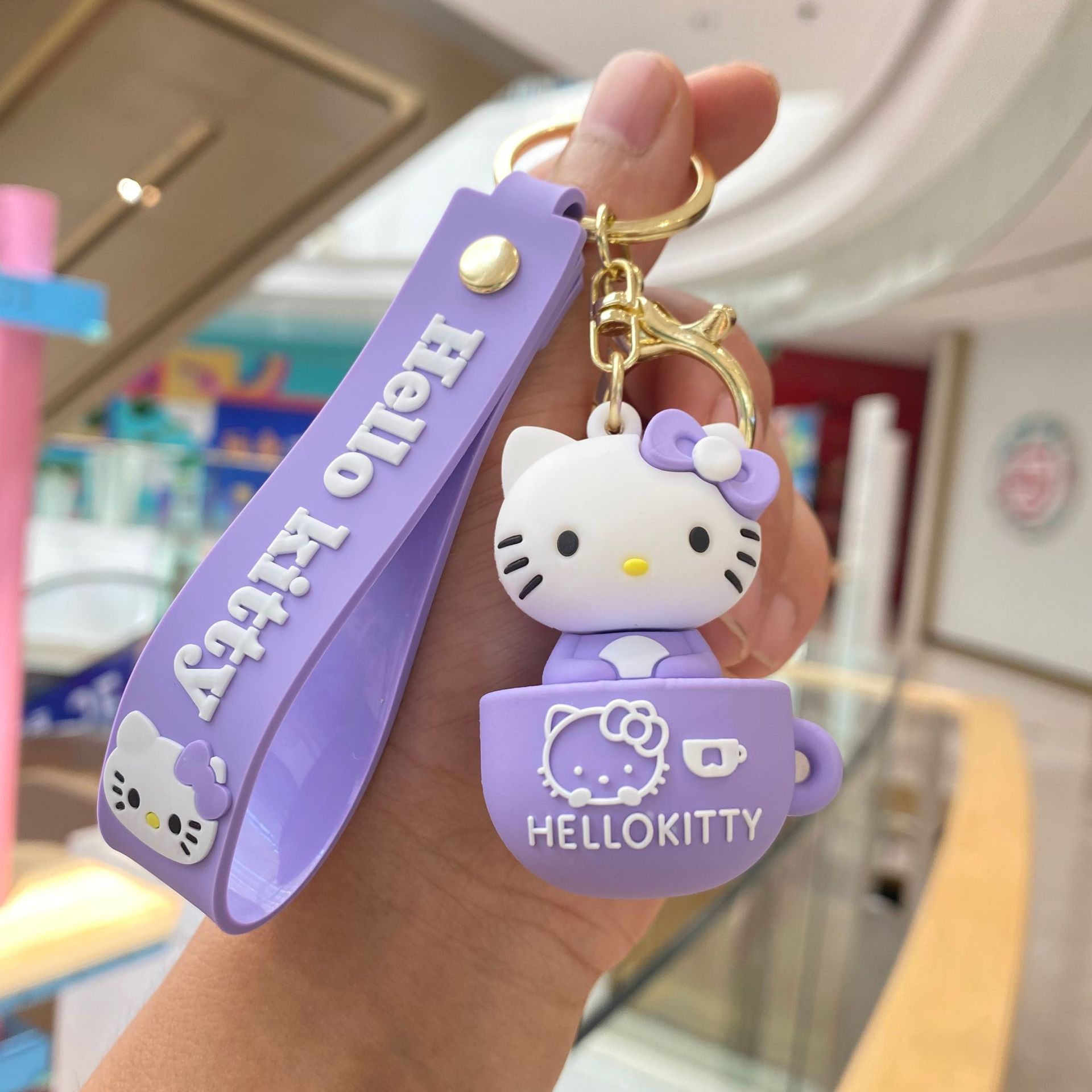 Dibujos Animados Sanrio KT gato llavero lindo PVC muñeca coche bolsa colgante bebé captura máquina pequeño regalo al por mayor