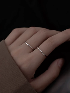 Ring 925 Silver, Water Wave Design, Minimal Thin Band for Index Finger