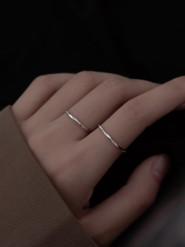 925 sterling silver plain ring niche design index finger ring simple cold style ring versatile jewelry ins internet celebrity