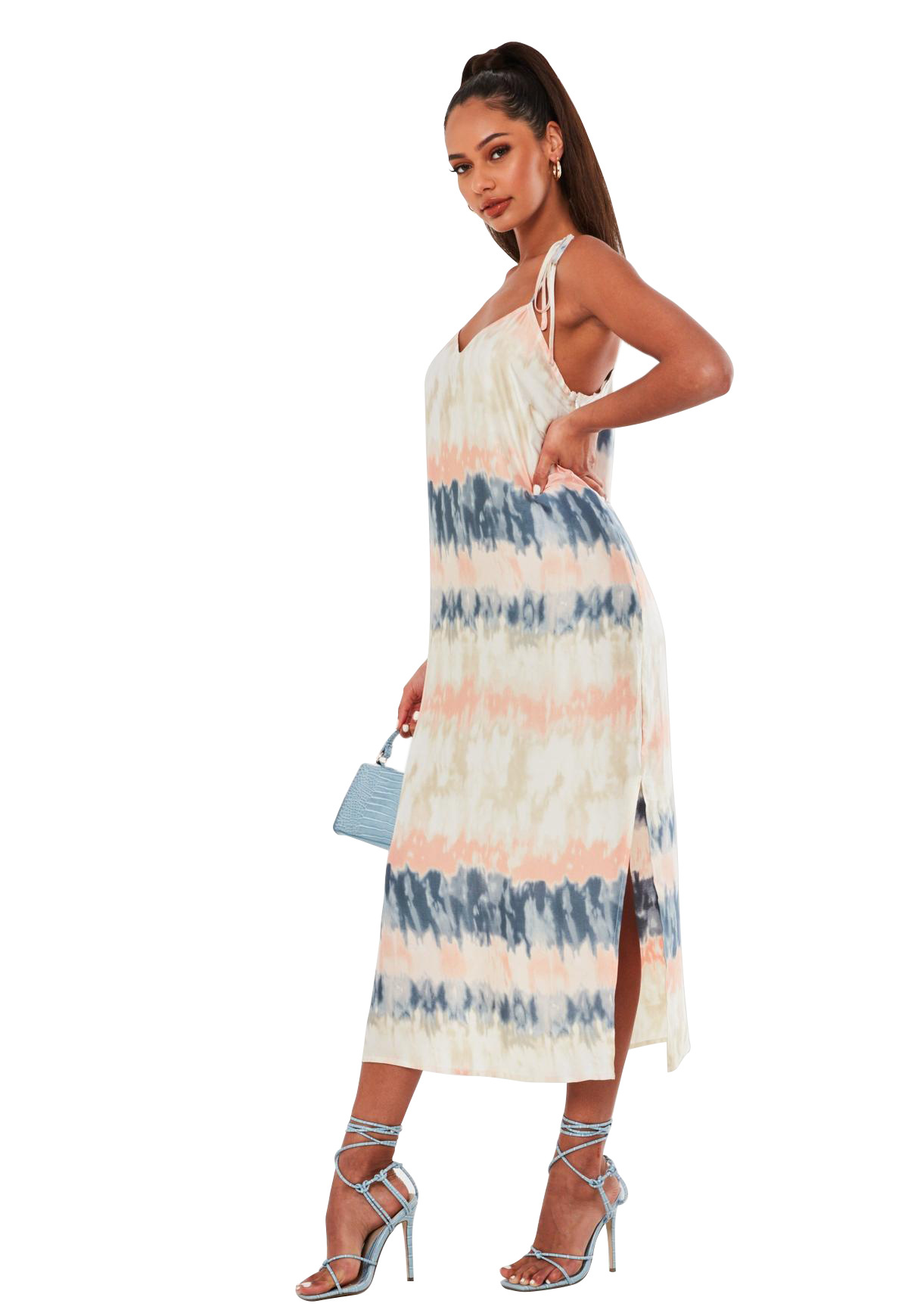 Women Clothing Suspender Split Tie-Dyed Printed Casual Maxi Dress Women