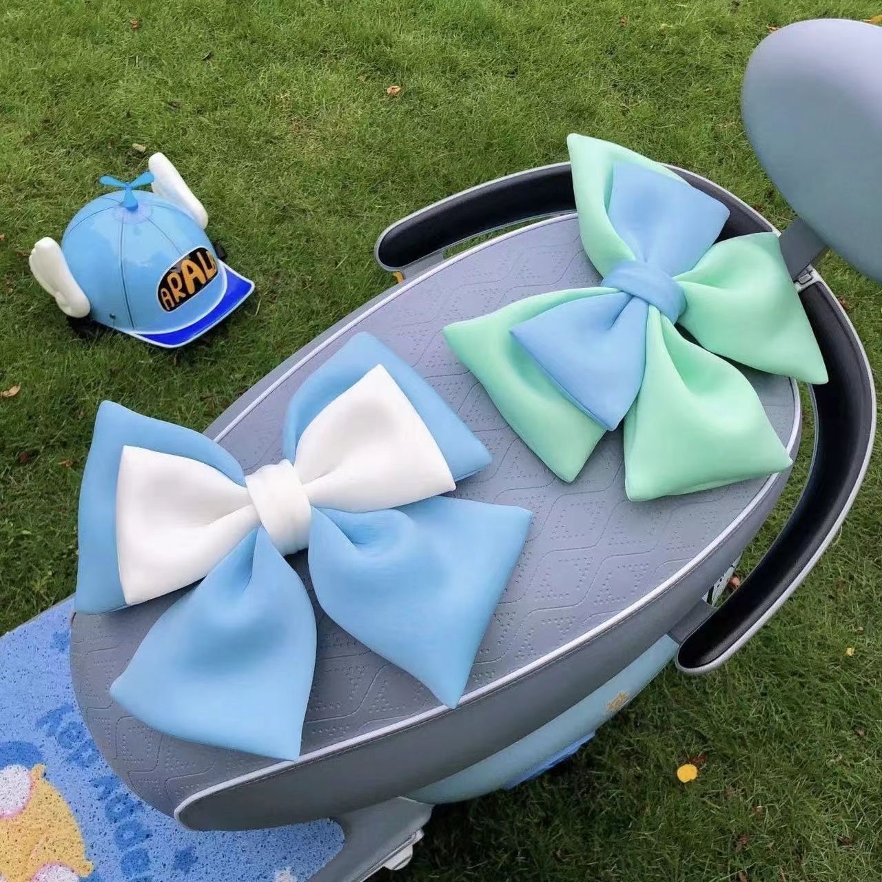 Motorcycle Battery Electric Vehicle Car Rear Sticker High-Value Helmet 3D Fabric Trendy Bow Decoration