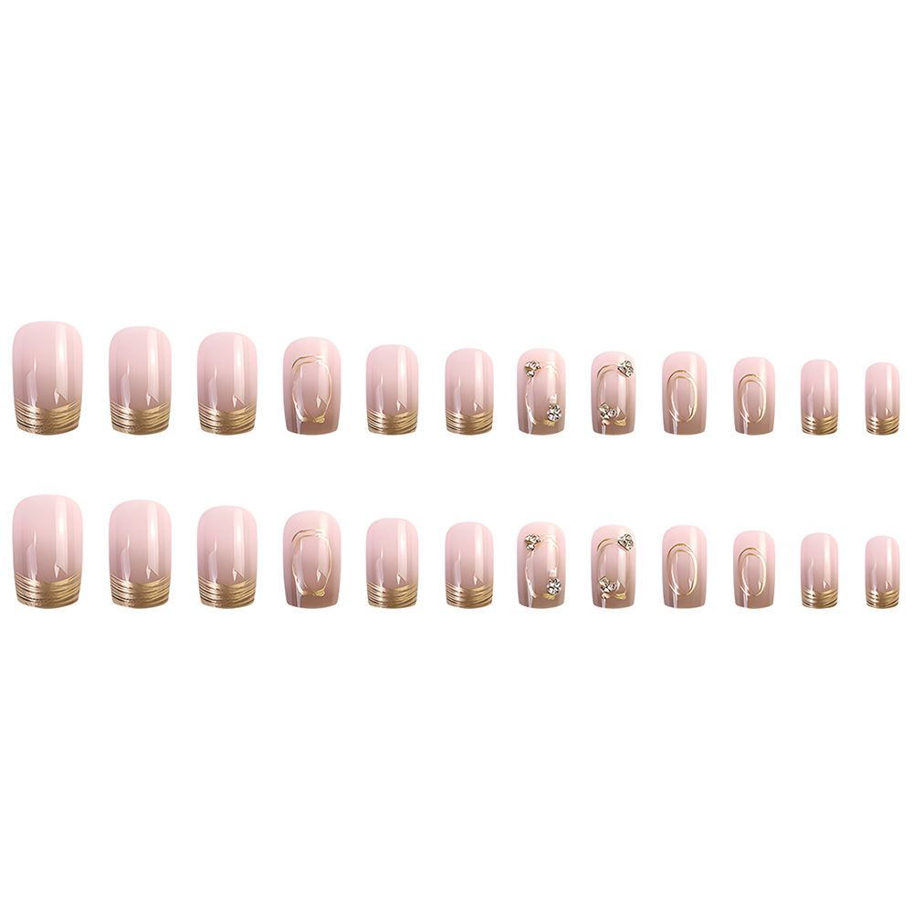 Ventas transfronterizas de polvo desnudo exquisito desgaste de uñas adornos de oro parches de uñas de diamantes dulces y suaves atmósferas de manicura de moda image 6