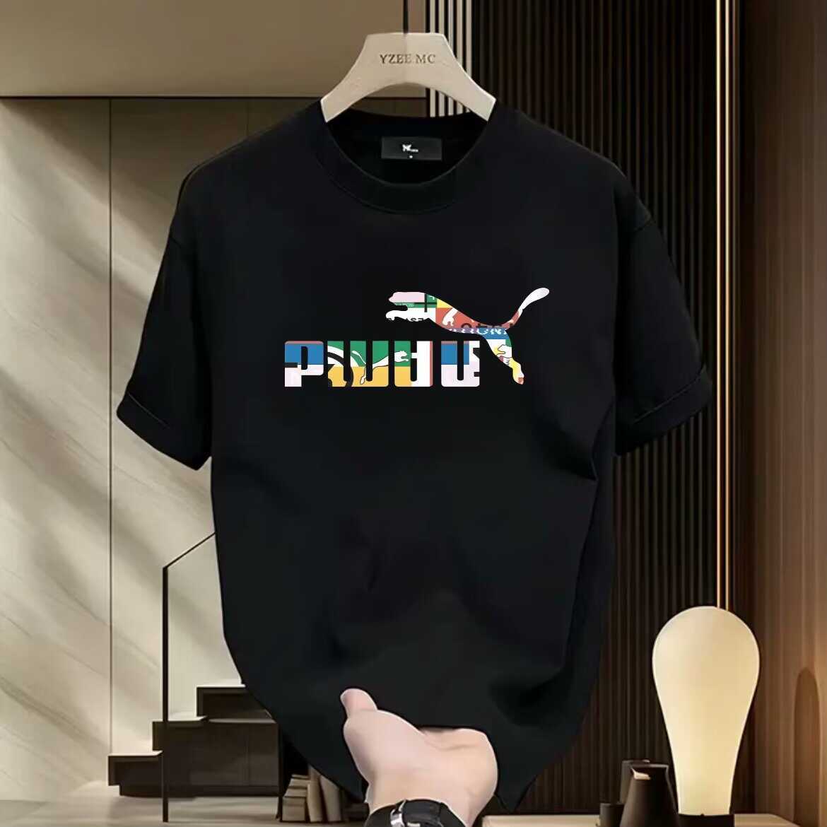 빅 컬러풀 레오파드 블랙 반소매