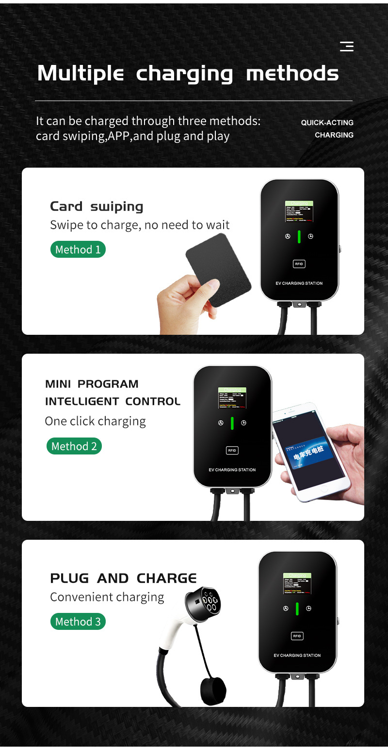 European standard TYPE2 American standard TYPE1 AC charging pile 7/11/22KW new energy electric vehicle wall-mounted charging