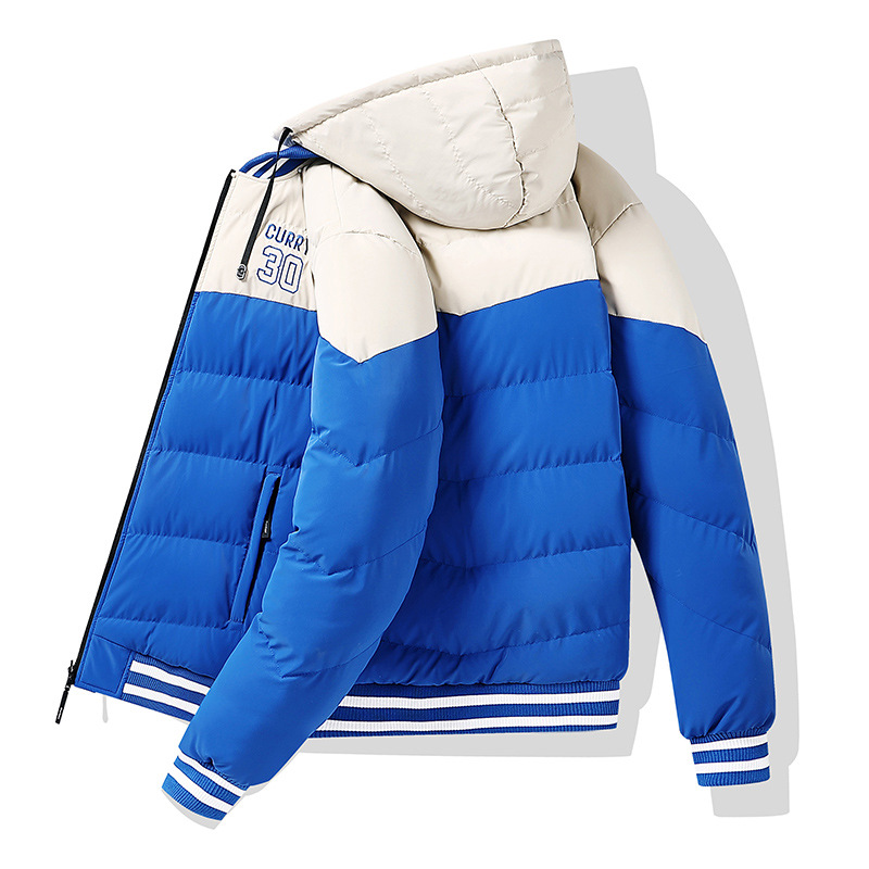 Gepolsterte Herrenjacke mit Stickerei in Kontrastfarben, abnehmbarer, lockerer Mütze, beidseitig tragbar, dick gefüttert, mit Kapuze_voghion.com