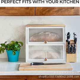 实木两层面包收纳盒厨房台面水果甜品包盒木质亚克力蔬菜盒