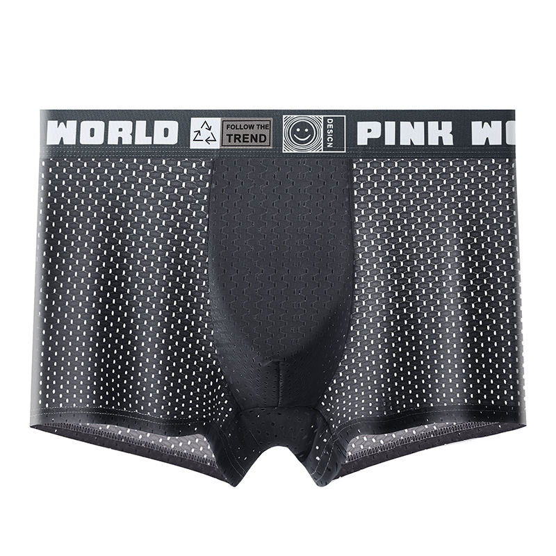 Ropa interior de seda de hielo de los hombres de verano fino Boxer shorts cabeza de malla transpirable deportes jóvenes niños Boxer shorts