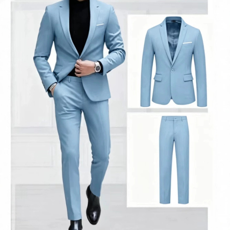 Foreign Trade Hot-Selling Men's Suit Set, European and American Casual Suit and Trousers Two-Piece Set, Wedding Dinner Suit Jacket for Men Foreign Trade Hot-Selling Men's Suit Set, European and American Casual Suit and Trousers Two-Piece Set, Wedding Dinner Suit Jacket for Men