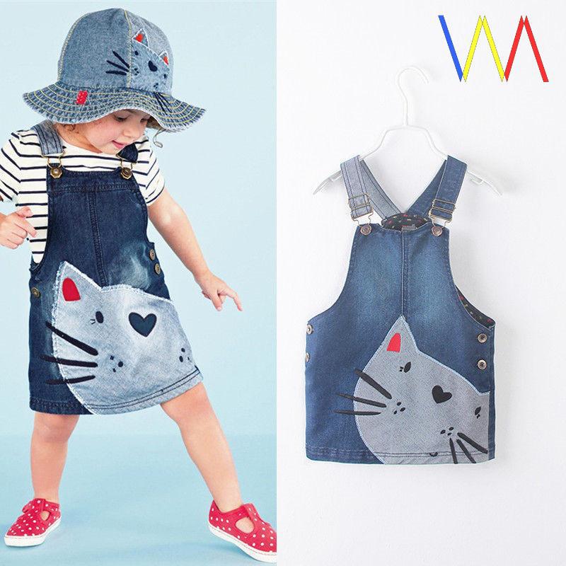 kids Denim Skirt Jeans Clothes Overall f