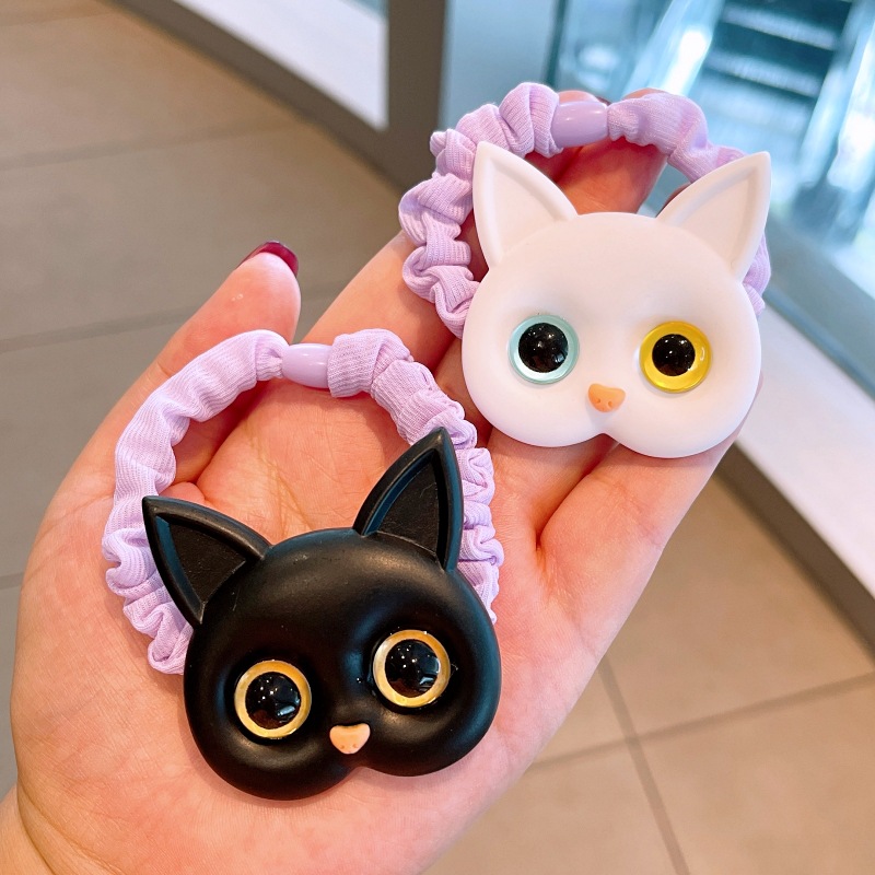 Japanese And Korean New Style Cute Cat Hair Rope Color Small Intestine Cloth Ring Girl Ball Head Rope Tie Hair Rubber Band Jewelry display picture 16