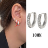 Silver earrings suitable for men and women, zirconium, internet celebrity