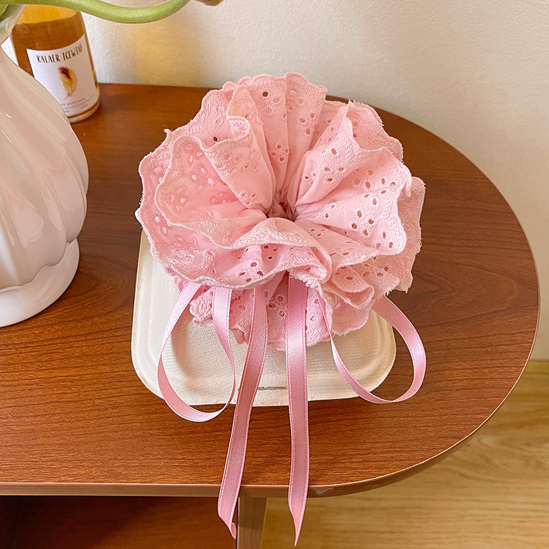 Primavera nueva corbata de pelo de intestino grueso para niños accesorios para el cabello de encaje dulce niña cabeza de bebé flor cuerda para la cabeza tocado de cuerda para el cabello japonés