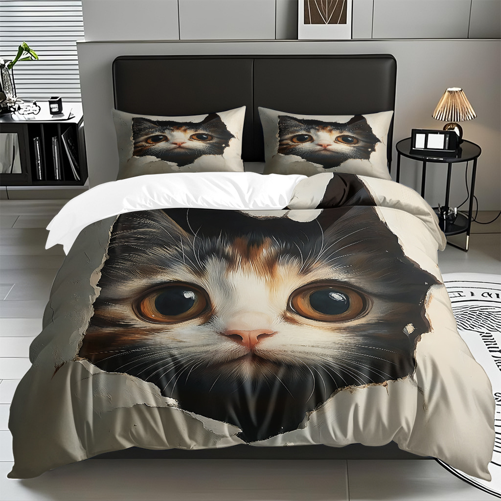 Kit de edredón de impresión digital para gatitos de piel directa a la fábrica puede llevar TEMU / JIT