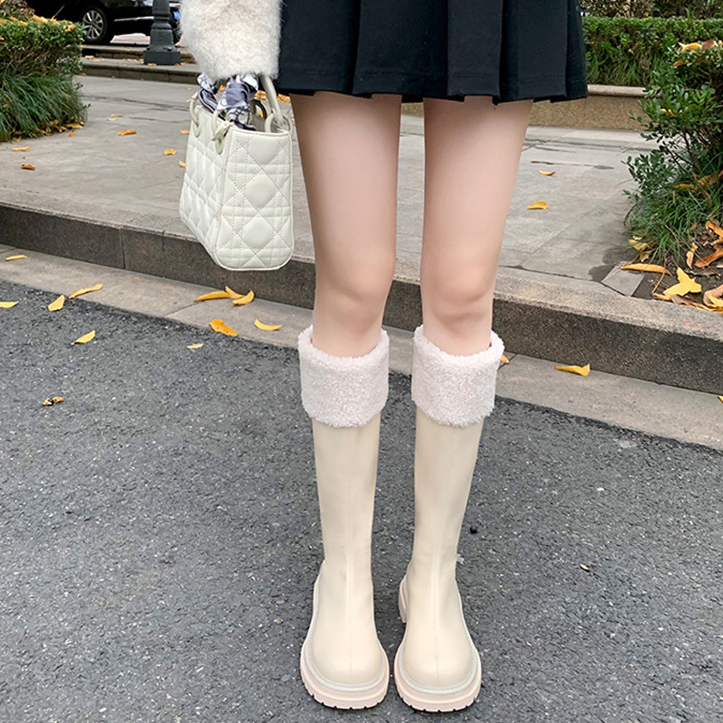 Botas de Nieve con Forro Polar Blanco y Suela Gruesa para Mujer, Estilo Media Caña, Otoño/Invierno 2025, Marca Grape Mom