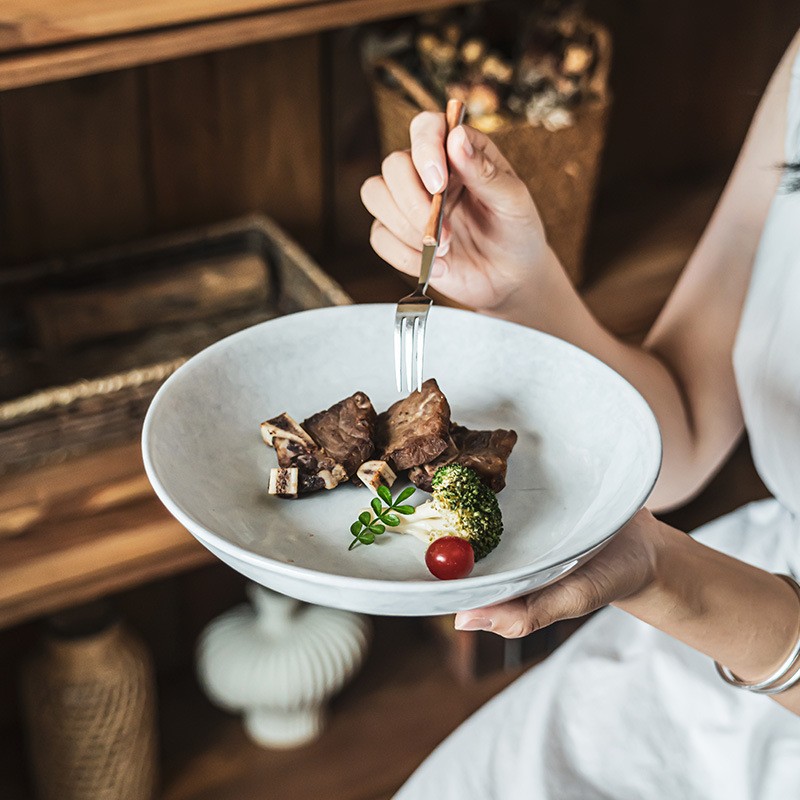 Tazón abierto retro vajilla de cerámica tazón de sopa hogar tazón de verduras tazón de ramen tazón de ensalada Internet Celebrity Bowl al por mayor Jingdezhen