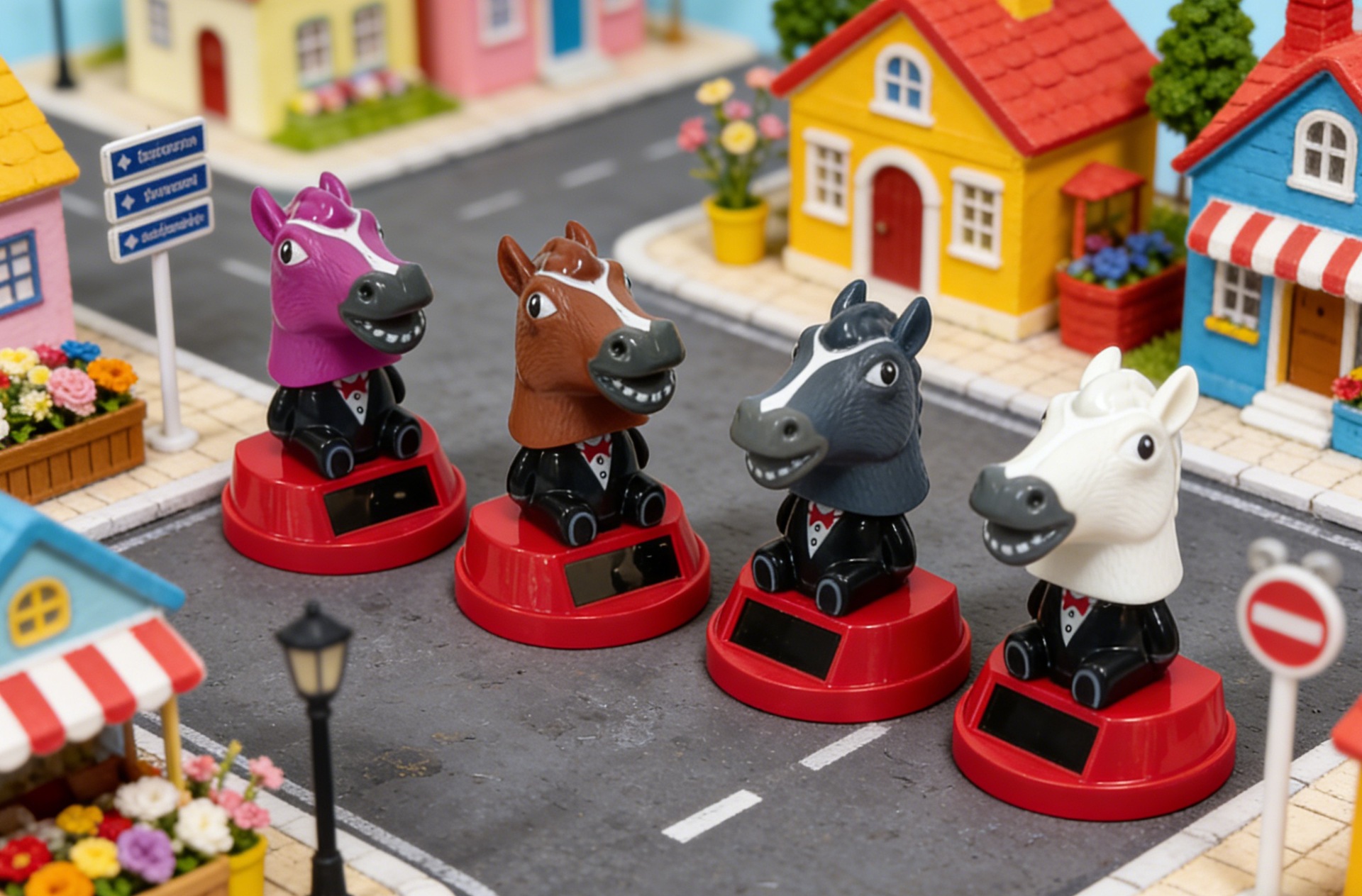New Solar-Powered Shaking Horse Head Ornament, Beach Vacation Decoration, Desktop Small Gift, Cute Animal Decoration