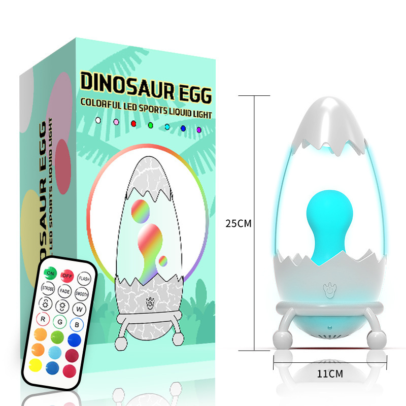 Cross-border Hot Dinosaur Egg LED Liquid Wax Lamp Colorful Tone Remote Control Multi-color Transform Atmosphere Lamp