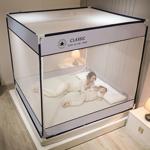 New model no-install mosquito net for home use, thick frame 1.8m bed anti-fall children 1.5m yurt convenient to wash 2