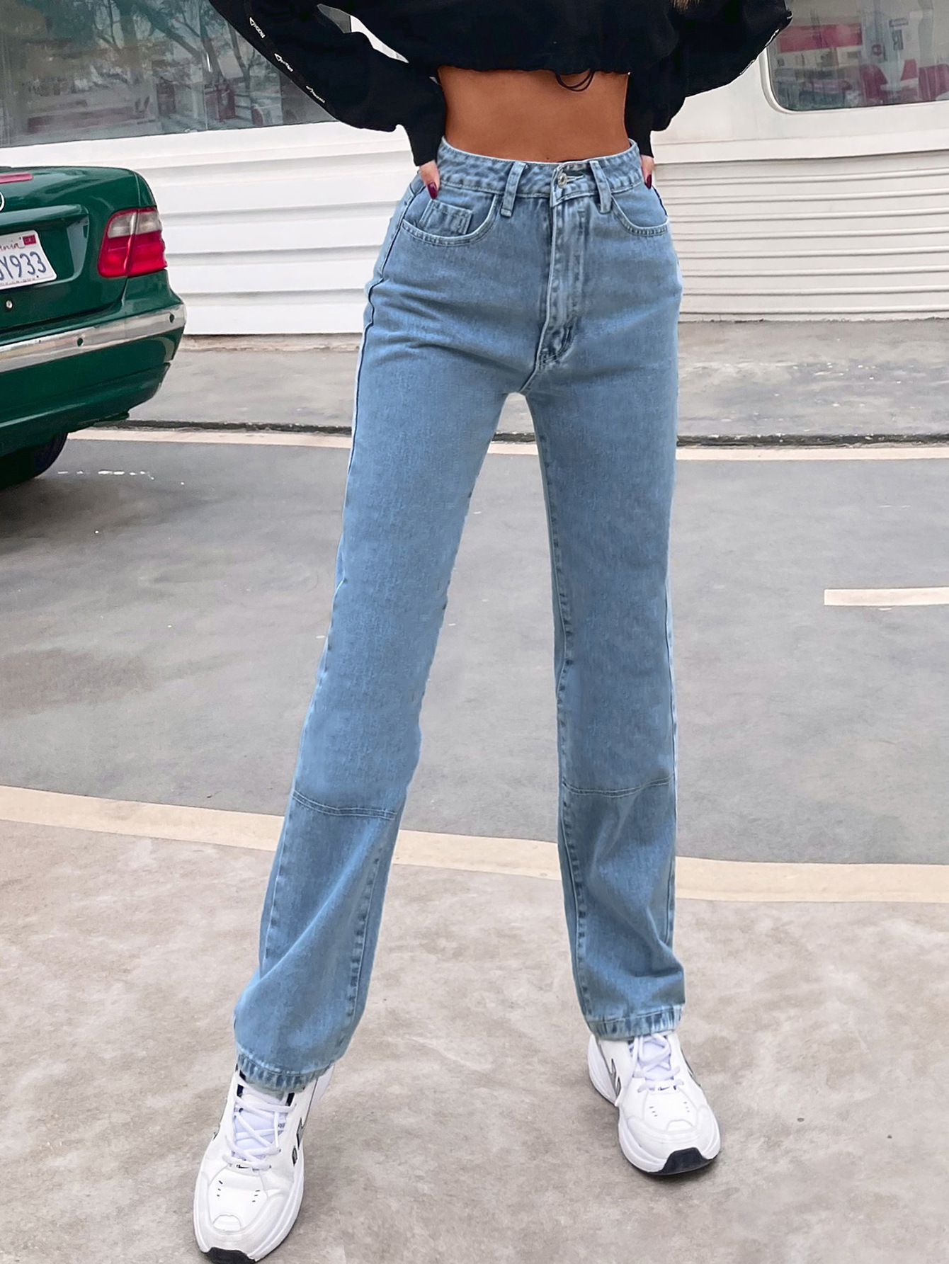 women s high waist denim straight trousers nihaostyles clothing wholesale NSJM80149