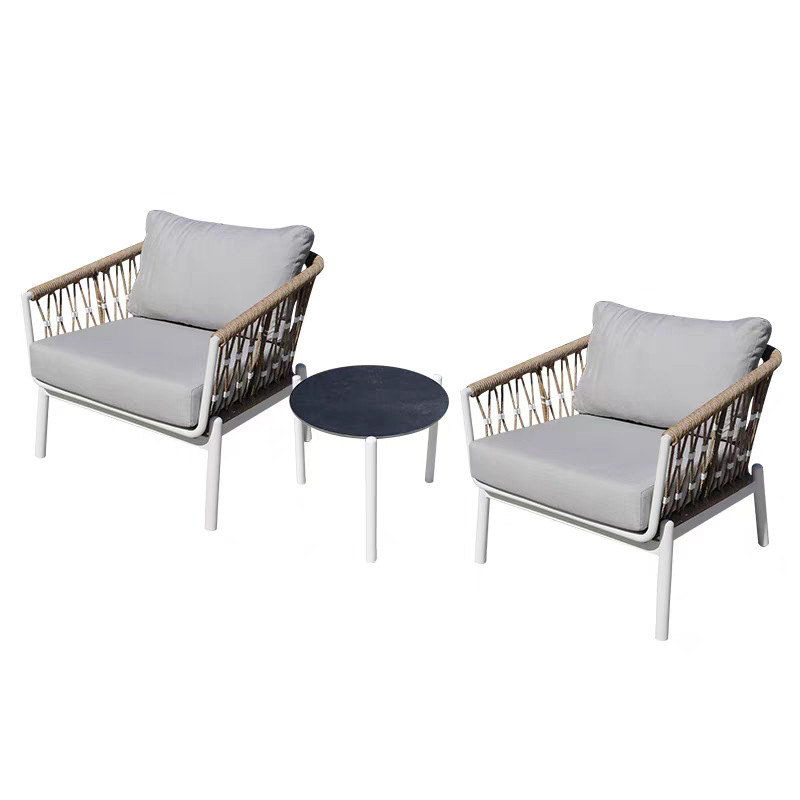 Sofá al aire libre a prueba de lluvia y protección solar patio terraza villa jardín de aleación de aluminio sofá mesa de té silla de caña combinación de muebles