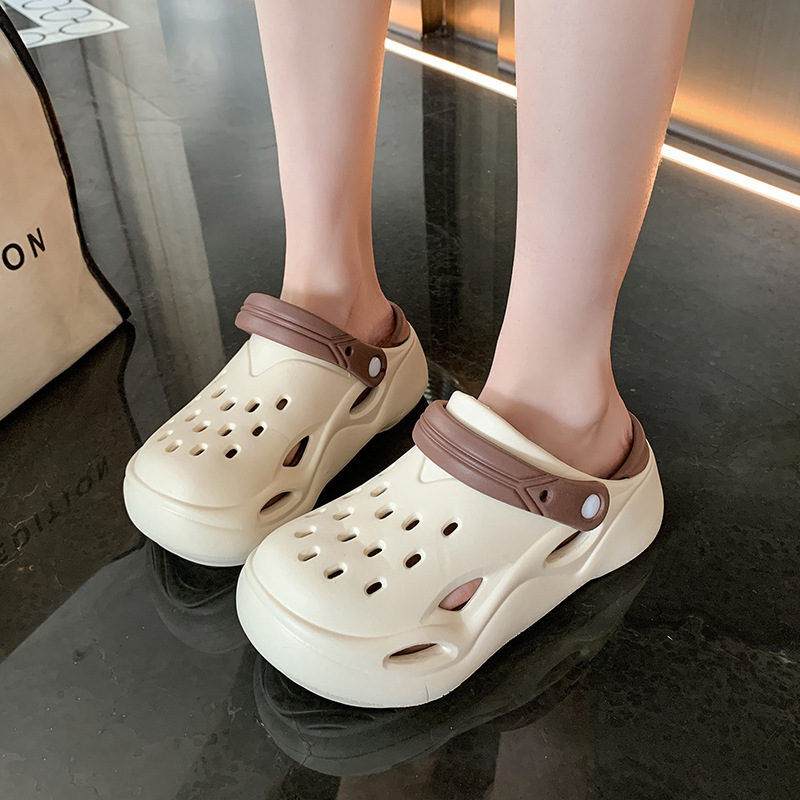 Summer Women's Clogs Thick-Soled Soft Pure Color Fashionable DIY Wear-Resistant Outdoor Home Comfortable Sandals and Slippers