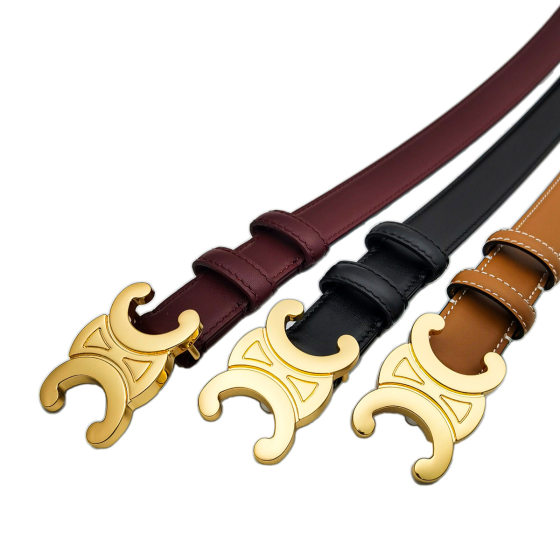 Big Brand Flat for Internet Celebrant Women's Leather Belt High-end Sense Imported Calfskin Women's Belt Arc de Triomphe Belt