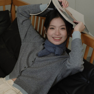 Designer Flat Wool Blended Short Solid Color Knitted Thin Scarf Concave Shape Cylinder Wool Small Scarf