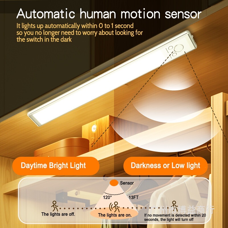 Under-Cabinet Light with Human Body Sensor, Three Color Temperatures, Magnetic Table Lamp, Rechargeable Light Strip, Smart Light Strip Under-Cabinet Light with Human Body Sensor, Three Color Temperatures, Magnetic Table Lamp, Rechargeable Light Strip, Smart Light Strip