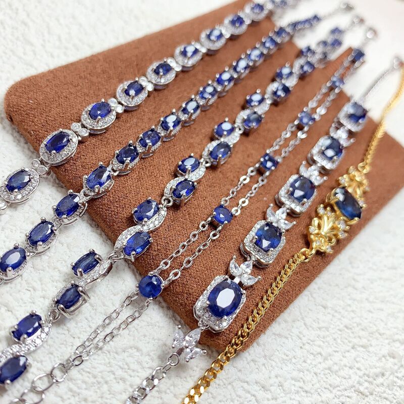 Natural Sapphire Bracelet 925 Sterling Silver Inlaid Popular Fashion Fine Workmanship Inlaid Accessible Luxury Sri Lanka Blue