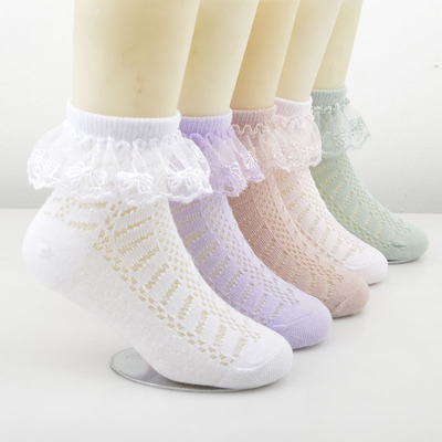 2pairs Baby kids toddlers latin ballroom dancing princess lace socks cotton breathable dancing princess lace lace white socks for children