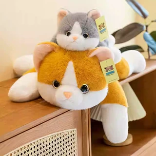 正版趴款仿真猫咪玩偶朋友生日礼物毛绒玩具软萌安抚猫咪公仔抱枕