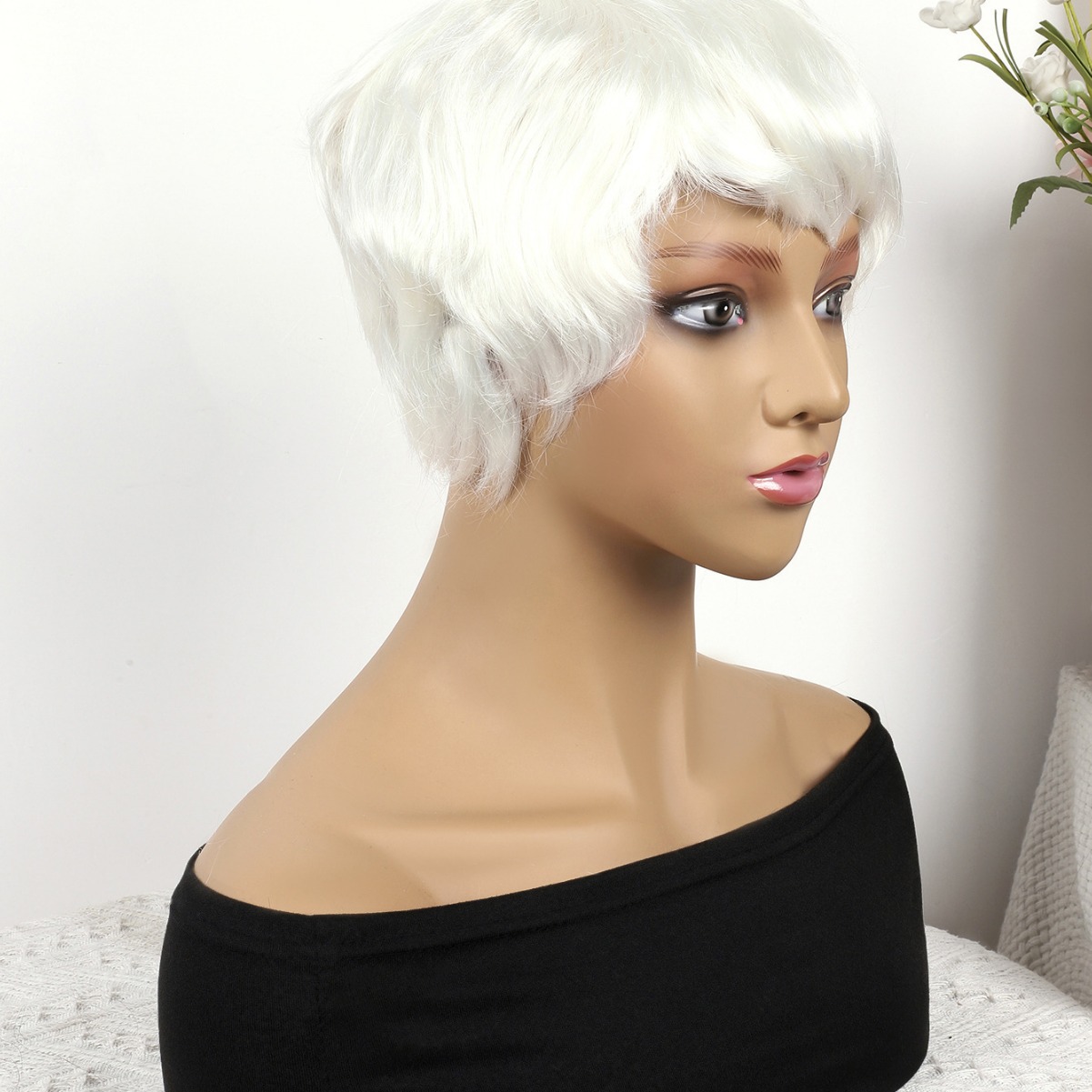 Cabeza de bob de fibra química al por mayor peluca de pelo de estudiante mecanismo de peluca cubierta de cabeza