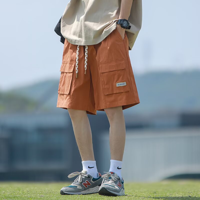 Men's Summer New Japanese Style Trendy Brand Multi-Pocket Cargo Shorts 2025 Loose Trendy Straight Mid-Length Shorts