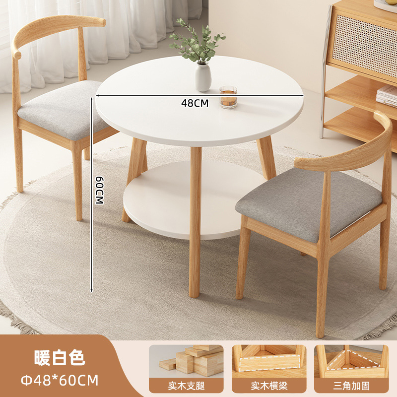 Mesa redonda pequeña para el hogar mesa de centro redonda de pierna de madera maciza 2025 nueva casa de alquiler apartamento pequeño mesa de comedor simple