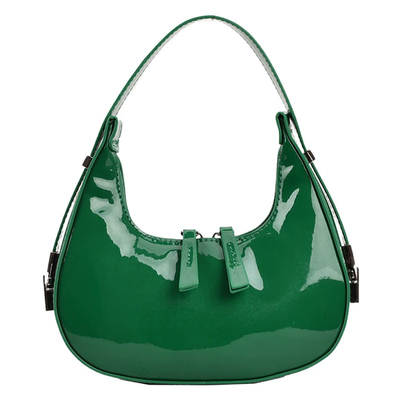 Корейская женская сумка из лакированной кожи с нишевым дизайном, новинка 2024, летняя модная универсальная сумка на плечо, модная сумка подмышками