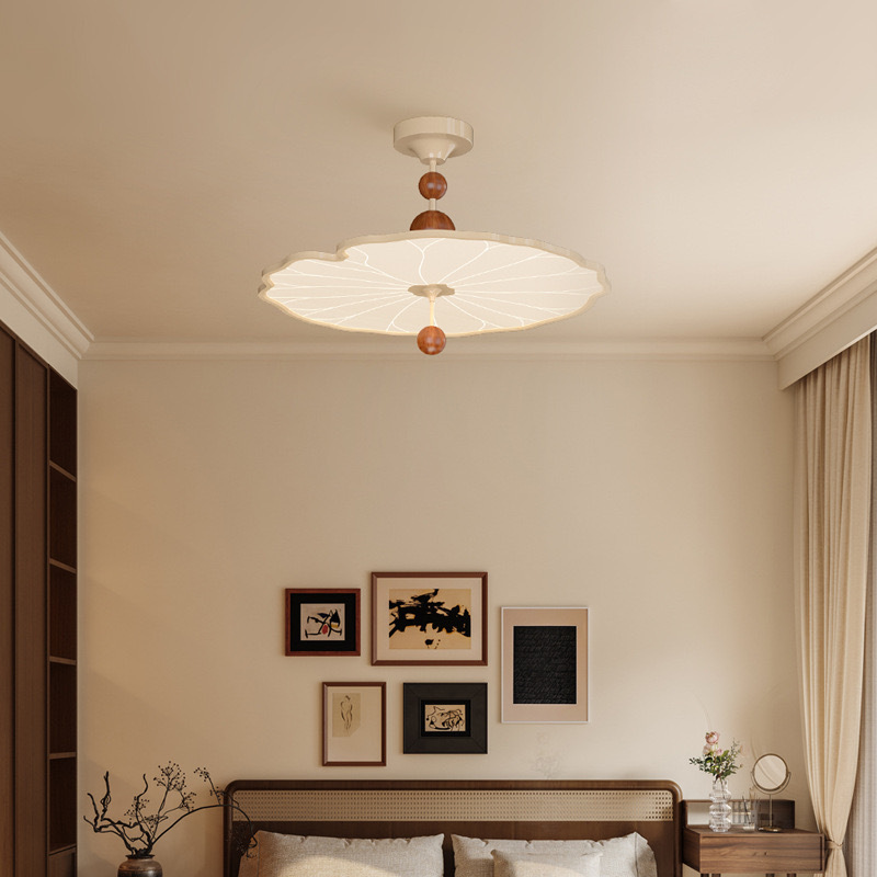 Candelabro de restaurante creativo de hoja de loto francés estilo antiguo, estética de la dinastía Song, platillo volador, mesa de comedor japonesa, barra, isla, lámpara colgante