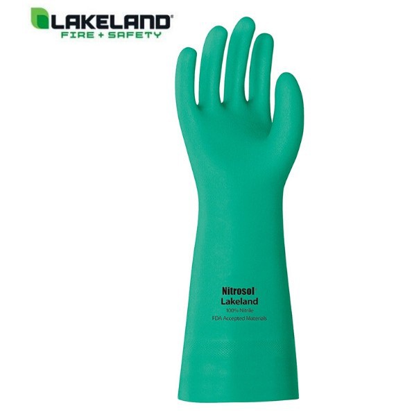 雷克兰 EN22L 丁腈橡胶防化手套 全涂层绿色劳保手套干活作业手套