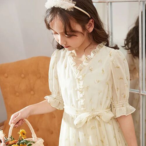 Princess Dress for Girls Summer Children's Skirts 2024 New Fashion Girl Long Skirt Summer Outfit for Older Children