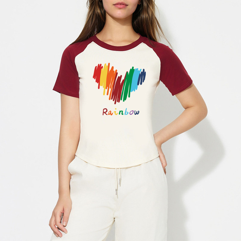 Women's pure cotton slim fit elastic short sleeved T-shirt
