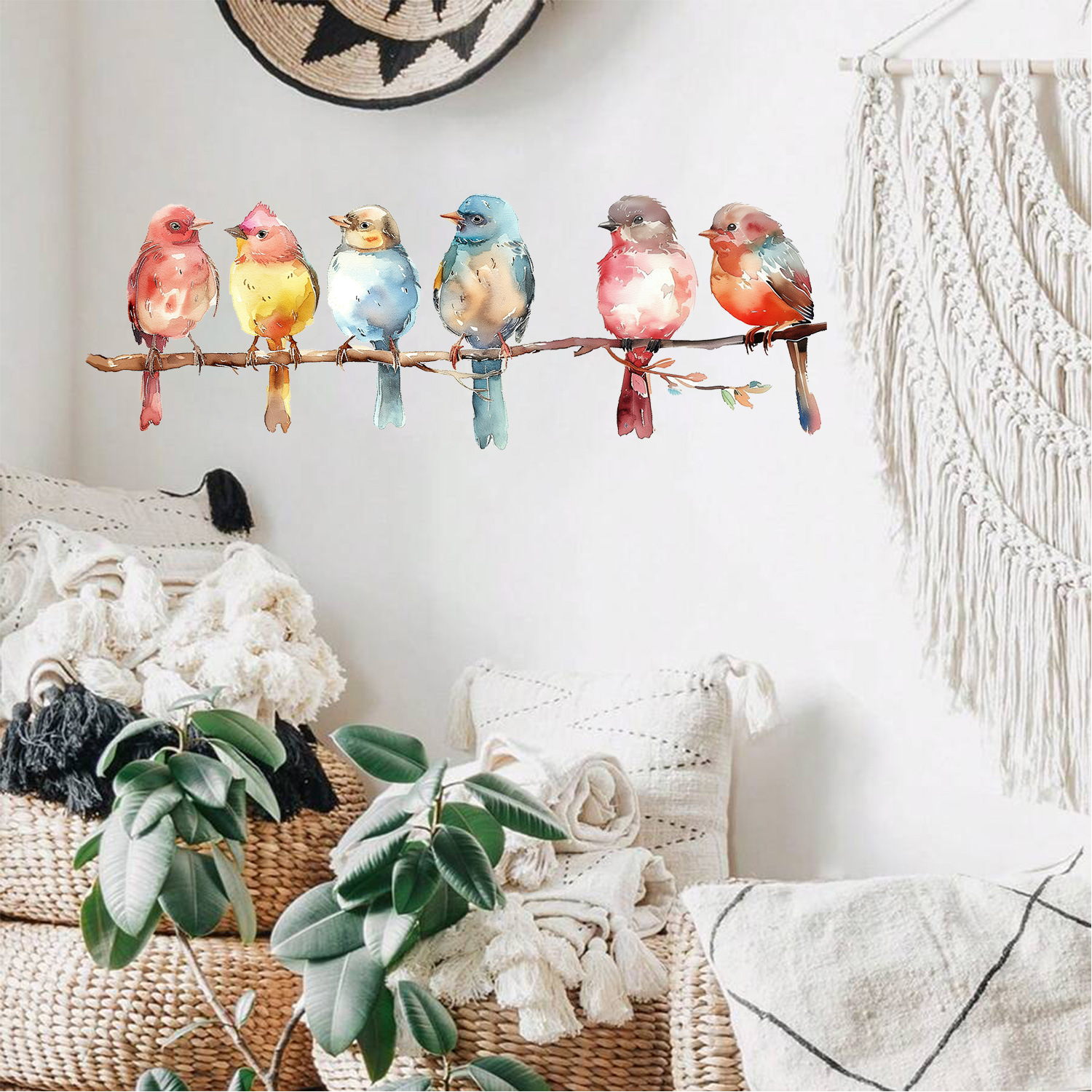 Amazon transfronterizo en un grupo de pájaros coloridos pegatinas de pared para la decoración de la sala de estar del dormitorio pegatinas autoadhesivas