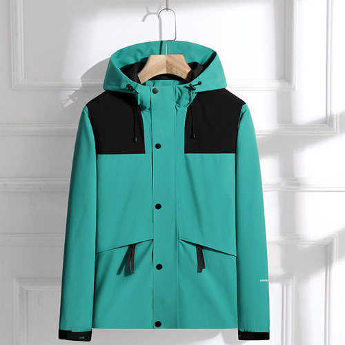 Autumn new men's jacket fashionable color matching outdoor travel jacket men's casual hooded windproof top